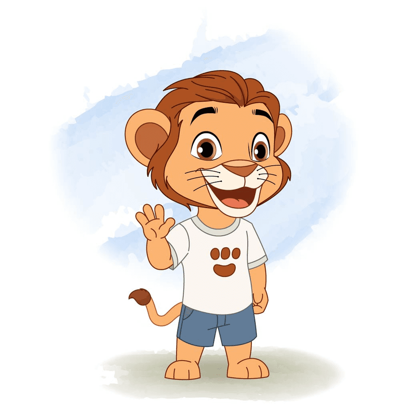 Cartoon Lion Cub Character Design vector illustration