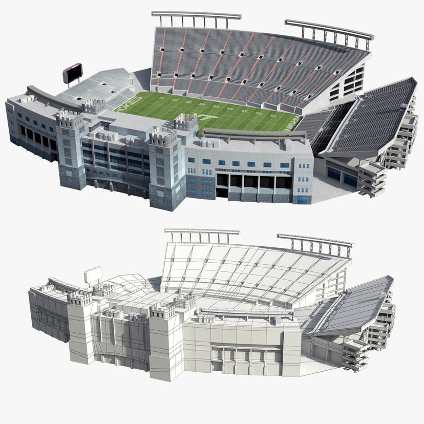 Lane Stadium – Low‑Poly 3D Model (Exterior + Grass Field) for Game Simulation & Long Shots